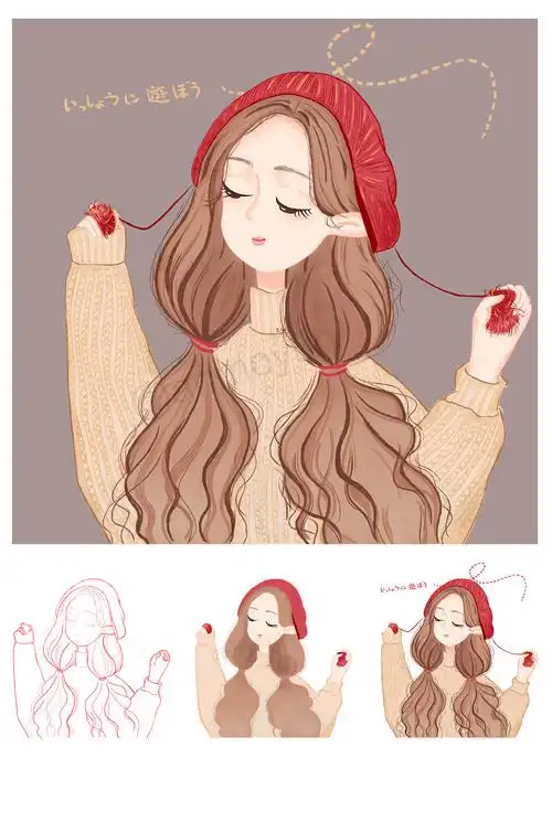 简单手绘-彩铅风格 治愈类卡通人物插画练习