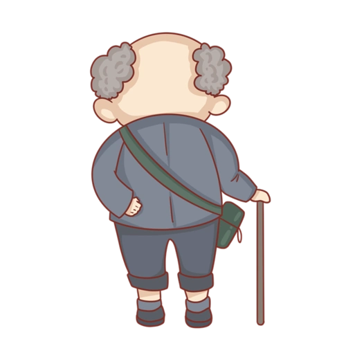 拄拐杖老人卡通图片