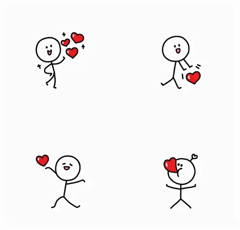 「火柴人表白简笔画模板」小心心发射biubiubiu 简单易上手