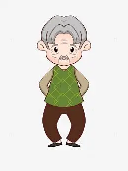 绿色衣服卡通背手老大爷重阳手绘元素