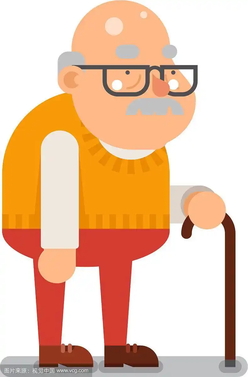爷爷老人卡通人物平面设计