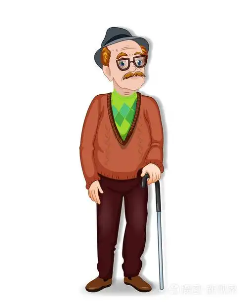 矢量卡通插图的一个老头的性格.