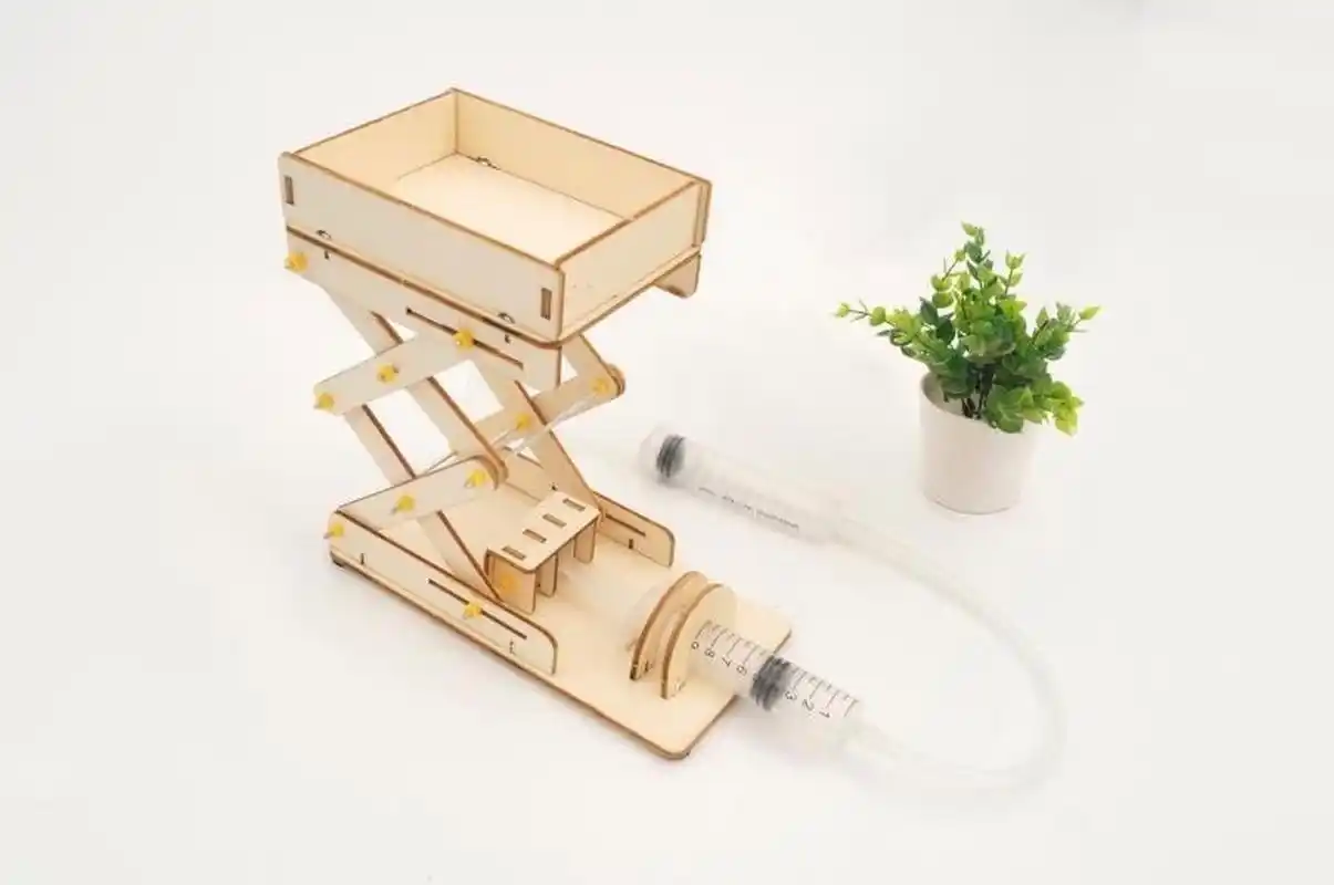 科技小制作,学生手工diy液压升降台 液压升降台是由