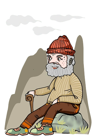 登高白胡子老人赏菊插画