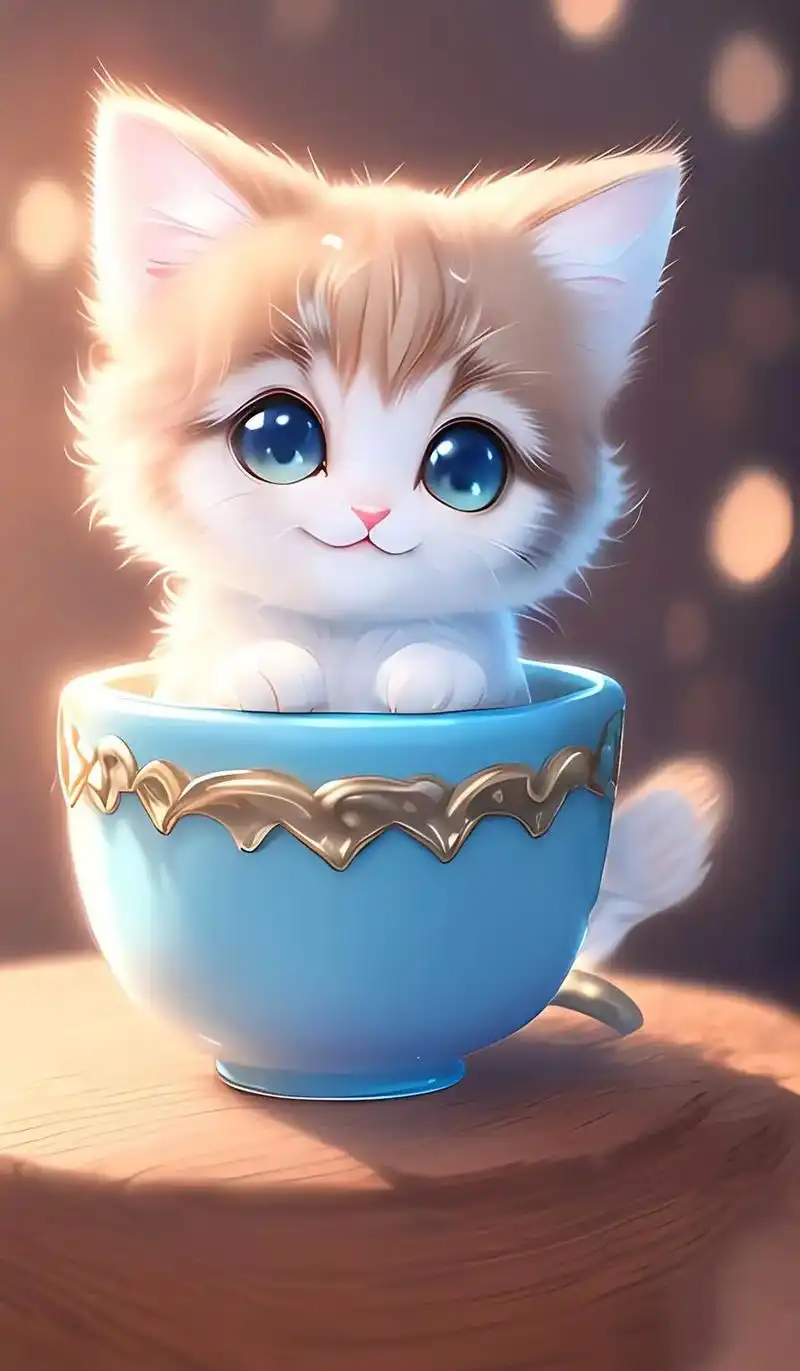 一只超级可爱小奶猫,调皮的笑,坐在漂亮杯子里,可爱的萌宠来了 - 抖音