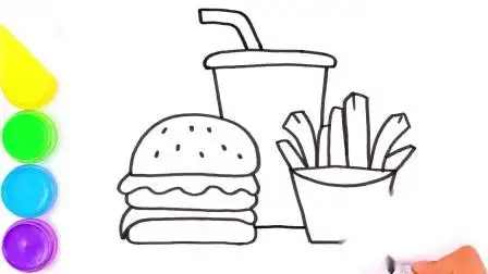 今天教大家画一幅肯德基套餐