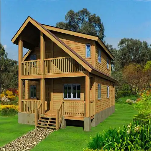 景区度假木屋带楼梯防腐木木屋别墅定做户外农家乐小木屋公园景区实木