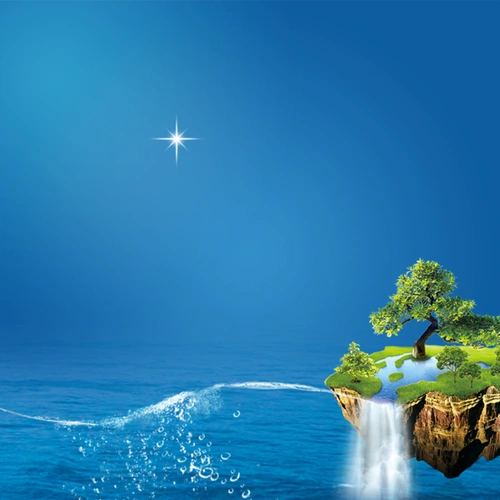 蓝色树木海洋净水器宣传海报背景素材