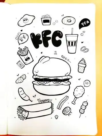 55100 今日份的汉堡炸鸡简笔画简笔画炸鸡汉堡肯德基怎么样铅笔