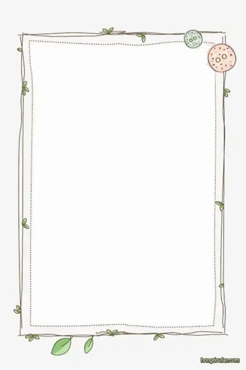 带有两个甜甜圈的的空白纸张叶子手绘边框图片下载