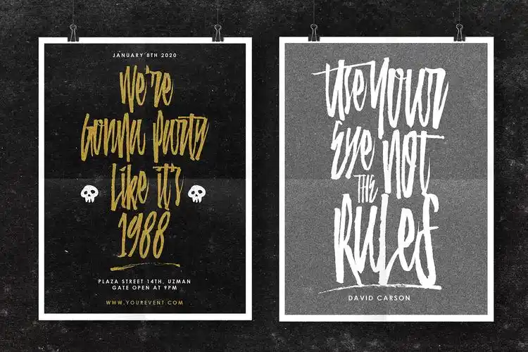 90年代手写粗犷笔刷字体 minority extras script