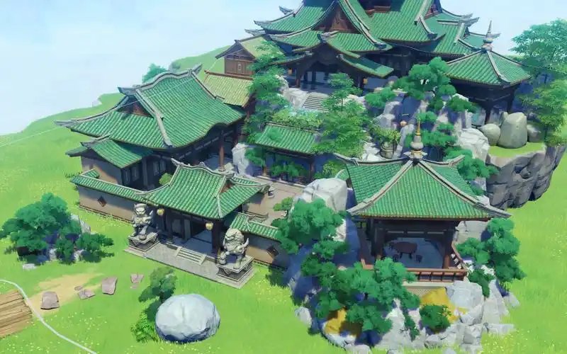 {原神-尘歌壶}翠黛峰-数春峰一区(自建一体化)简单的璃月庭院(含住宅)