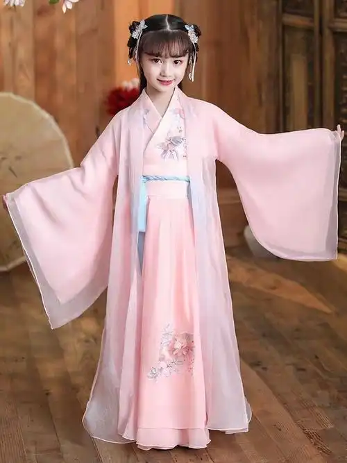 新款儿童汉服女童公主古装仙女小女孩连衣裙超仙广袖交领古风春秋