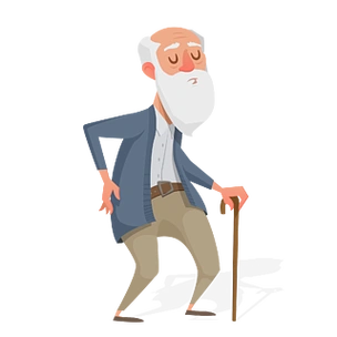 卡通简约拄着拐杖的老爷爷
