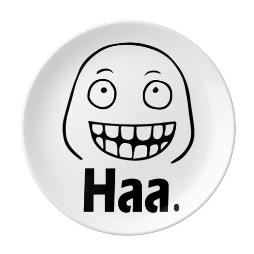 黑色傻笑聊天表情纹样陶瓷餐盘子8寸月光盘餐具家居礼物