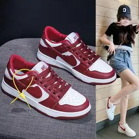 aj女鞋婚鞋黑白熊猫酒红结婚正版aj1空军一号低帮红色休闲板鞋女