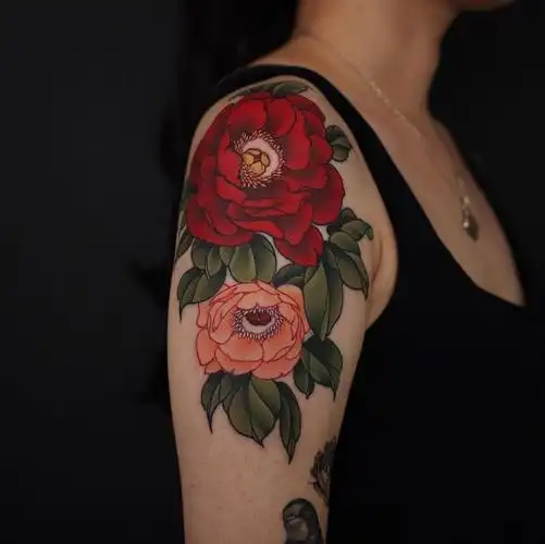 20张彩色花纹身图案