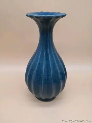 临汝窑蓝釉花瓣瓶_青白瓷/影青瓷_收藏价格_鉴定交易_7788瓷器网