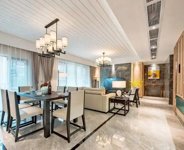 直长方形客餐厅一体装修效果图