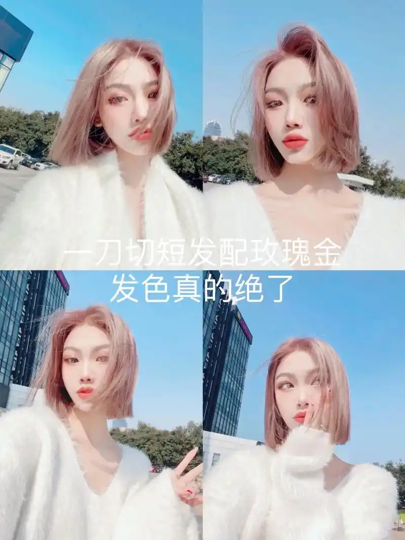 减龄短发.韩系甜美气质发型一刀切短发 中圆脸女孩必剪减龄 显 - 抖音