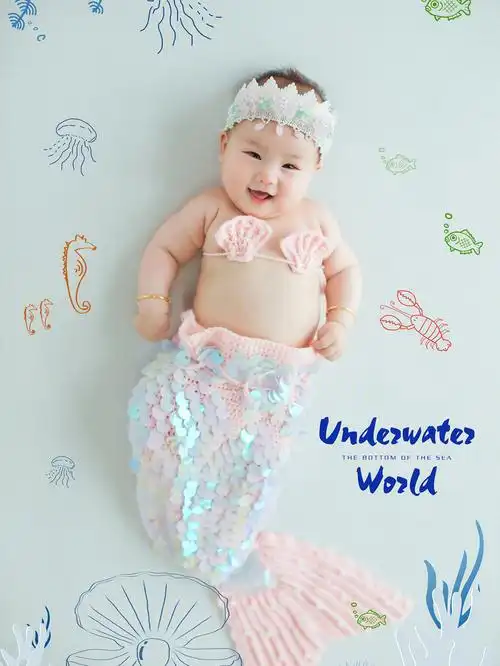 百天宝宝可爱的美人鱼0469照片怎么拍呢