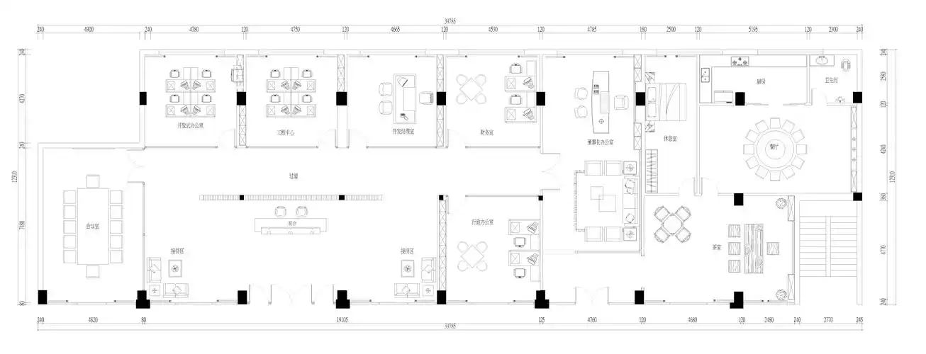 东城高田大厦500㎡现代前卫混搭新中式装修效果图