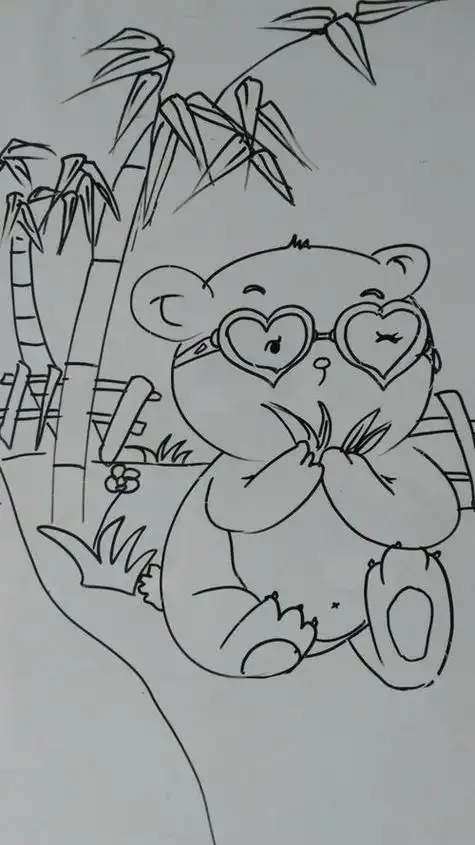 简笔画一戴眼镜的小熊淘宝免费模板  美术画画图片大全初中风景简笔画