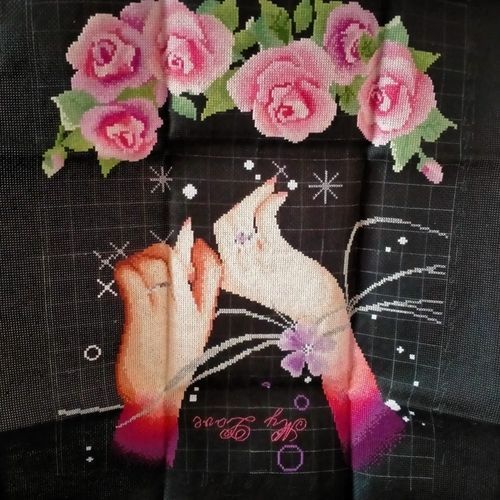绣好的纯手工手绣十字绣成品牵手一生的承诺一生一世喜庆
