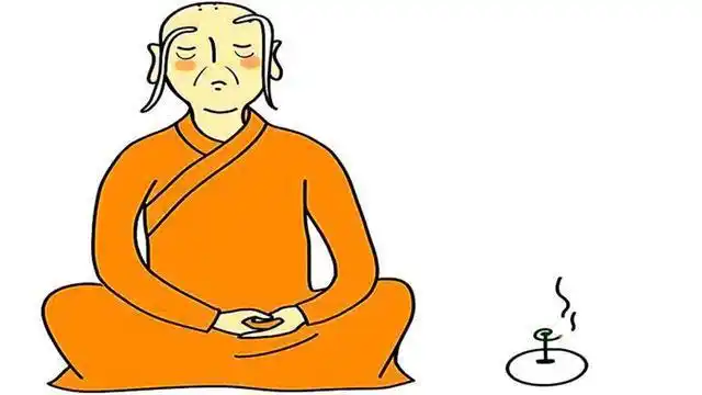 随小和尚来到禅房,与住持相对而坐.