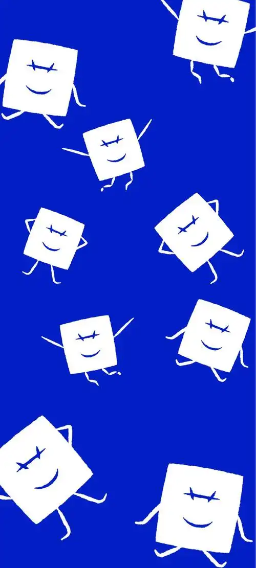 可爱的小凯人像简笔画搭配蓝色的背景可爱又清新感觉心情都变好了呢