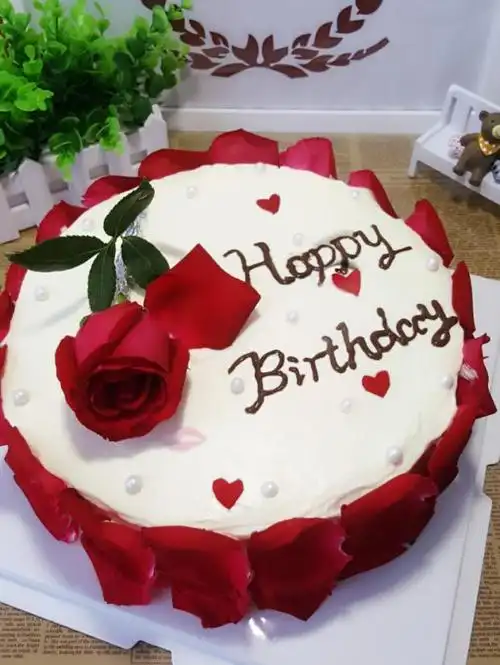 心形玫瑰蛋糕图片大全 爱心形水果蛋糕图片