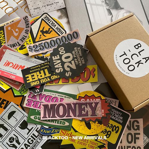 blacktoo/复古恶搞标志贴纸 创意趣味创意行李箱贴纸防水贴纸装饰