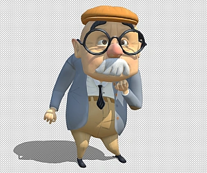 可爱的广场舞老爷爷白胡子大爷fbx动画模型